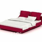 Red Double Bed With White Mattress