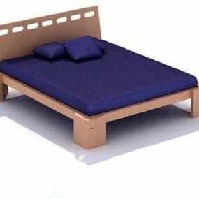 Double Bed Wooden Base 3d model