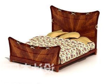 Dubbel bed bruin houten meubilair