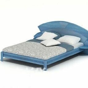 Blue Color Double Bed 3d model