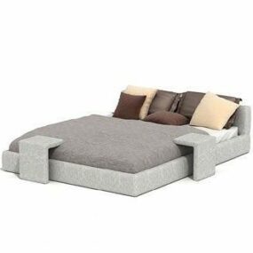 침실 가구 회색 더블 침대 3d 모델