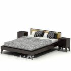 Modern Black Double Bed With Nightstand