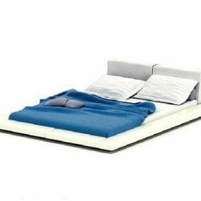 تنجيد أبيض سرير مزدوج نموذج ثلاثي الأبعاد
