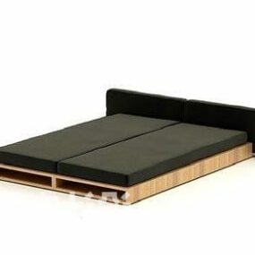 تخت دو نفره پایه پالت چوبی مدل سه بعدی