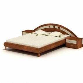 Antique Furniture Wooden Double Bed 3d model