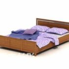 Manželská postel z dřevěného materiálu