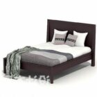 Dark Wood Double Bed With Mattress