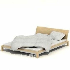 Kasur Kain Abu-abu Tempat Tidur Ganda model 3d