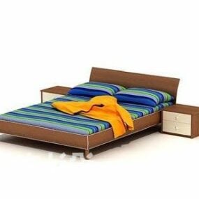 مرتبة سرير مزدوجة حديثة ملونة نموذج ثلاثي الأبعاد