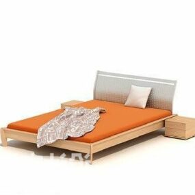 Διπλό κρεβάτι κίτρινο στρώμα 3d μοντέλο