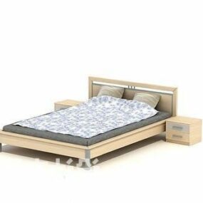 Двоспальне ліжко сірий матрац 3d модель