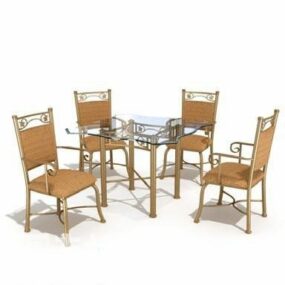 Elegant Style Of Restaurant Table And Chair 3d model