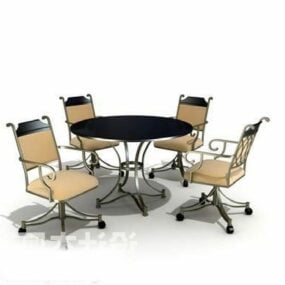 Mesa redonda e cadeira estilo clássico modelo 3D
