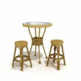Round Table And 2 Chair Combination 3d model
