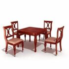 Red Wood Table And Chair Combination