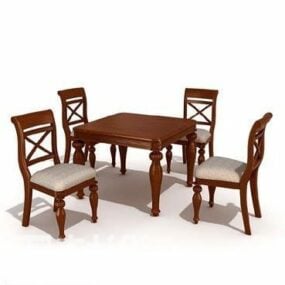 Тривимірна модель комбінованого столу та стільця в китайському стилі