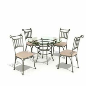 Outdoor Iron Table And Chair Combination 3d model