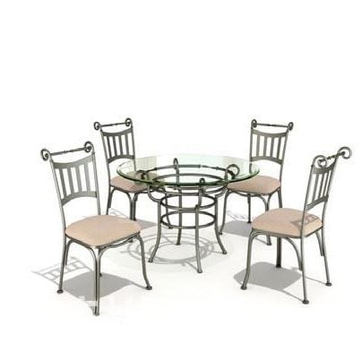 Combinazione di tavolo e sedia in ferro per esterni