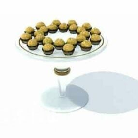 Decoration Food Dish With Cake 3d model