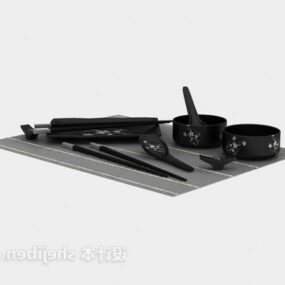 Model 3D Cakram Panganan Peralatan Makan Ing Tray