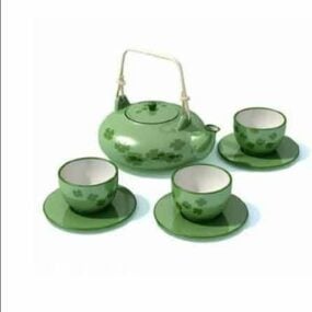 3д модель набора китайских чайников и чашек