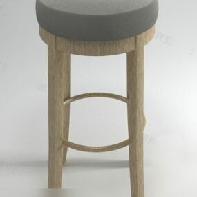 3д модель современного барного стула с деревянными ножками