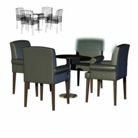 โต๊ะกาแฟทันสมัยและเก้าอี้ 4 ตัวแบบจำลอง 3 มิติ