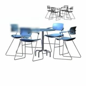 Mesa de centro e cadeira azul modelo 3d