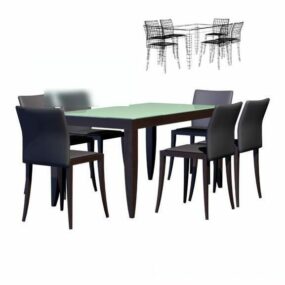 Svart matbord och stol 3d-modell