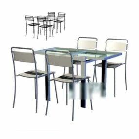 साधारण कॉफी टेबल और कुर्सी सेट 3डी मॉडल