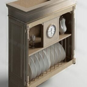 Modelo 3d de armário de madeira para utensílios de cozinha
