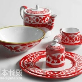Tableware Pattern Tea Pot Set 3d model