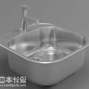 Køkkenvask Aluminium 3d model