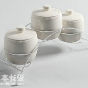 Ceramic Jar With Stand Kitchen Utensils 3d model