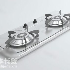 Mô hình 3d bếp gas màu bạc
