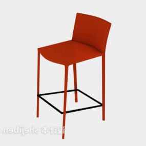 Red Plastic Bar Chair V1 3d model