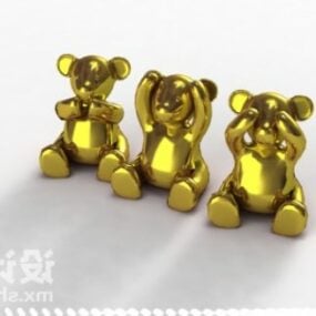 Zlatý 3D model medvídka