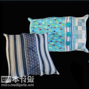 Conjunto de almofadas em tecidos coloridos Modelo 3D