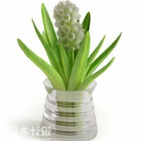 Modello 3d di pianta in vaso di vetro