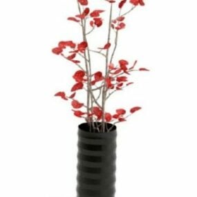 Modello 3d di pianta in vaso in ceramica nera