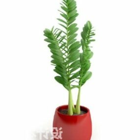 Modello 3d di pianta in vaso rossa