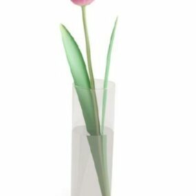 Fleur de plante en pot en verre modèle 3D