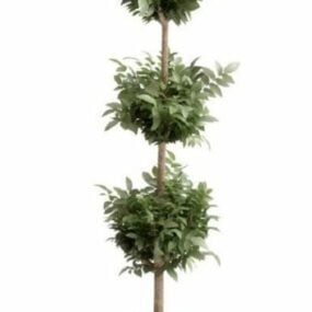 Stylizovaný 3D model hrnkového rostlinného stromu se živým plotem