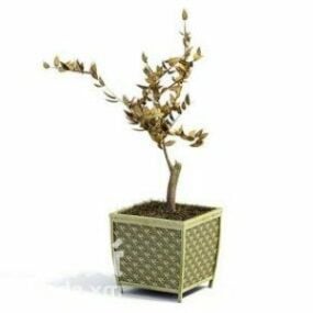 Indoor Yellow Leaf Potted Plant Decorating 3d model
