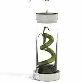 Modello 3d della pianta in vaso di vetro del cilindro