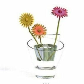 Pianta da fiore in vaso di vetro per interni che decora modello 3d