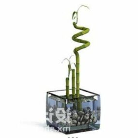 Τρισδιάστατο μοντέλο διακόσμησης φυτών σε γυάλινη γλάστρα εσωτερικού χώρου