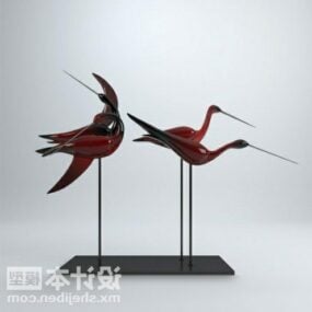 Crane Bird Sculpture Decorating 3d model