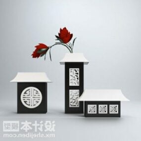 Chinese Flower Stand Sculpture Decoration 3d model