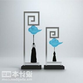 Escultura Abstrata Chinesa Decoração Modelo 3D